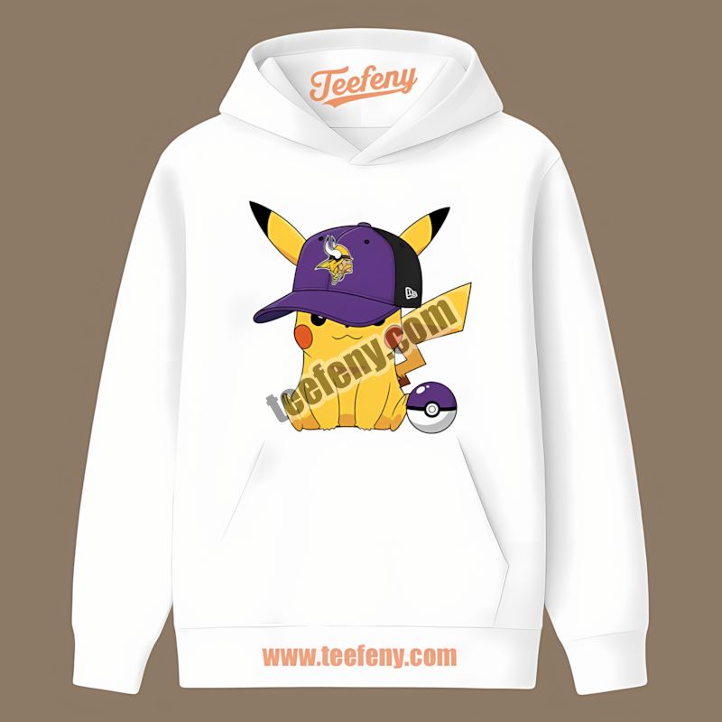 Pikachu Wearing Minnesota Vikings Hat Classic Hoodie Pikachu Wearing Minnesota Vikings Hat Classic Hoodie