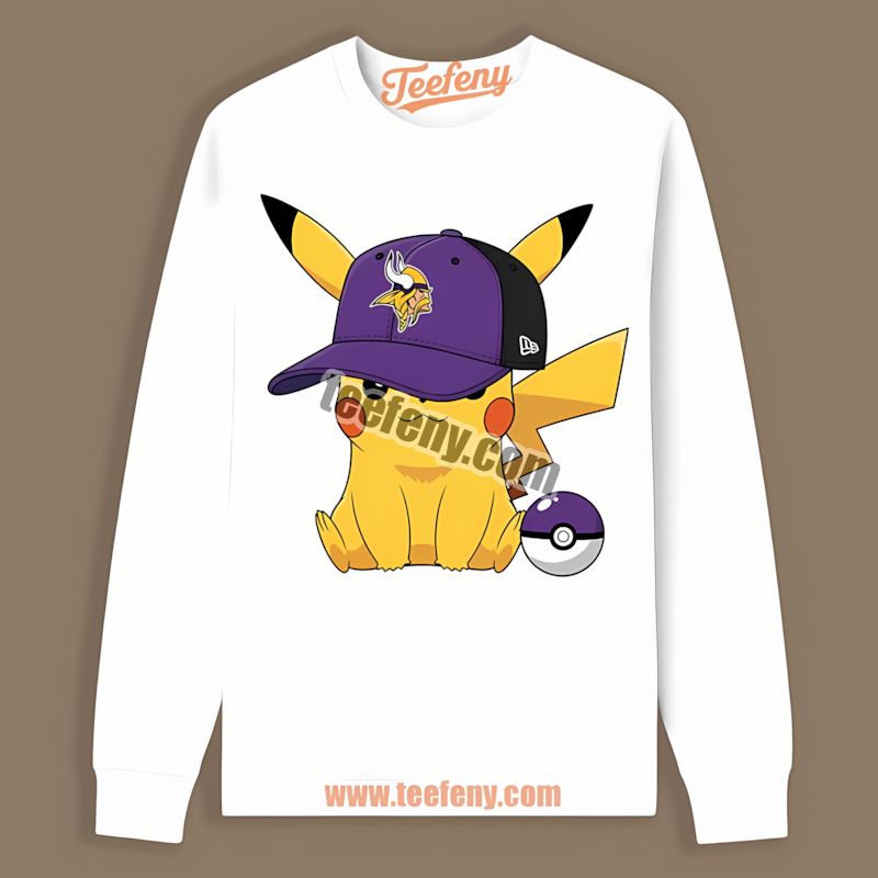 Pikachu Wearing Minnesota Vikings Hat Classic Long Sleeve Pikachu Wearing Minnesota Vikings Hat Classic Long Sleeve