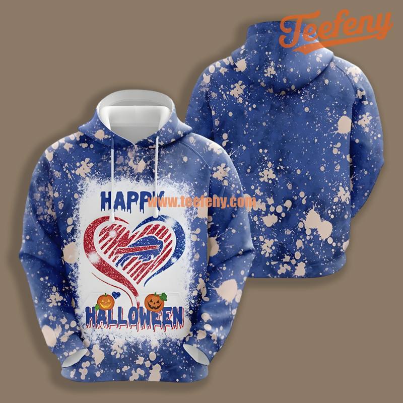Pumpkins Halloween Buffalo Bills Blue White 3D Puff Shirt Hoodie