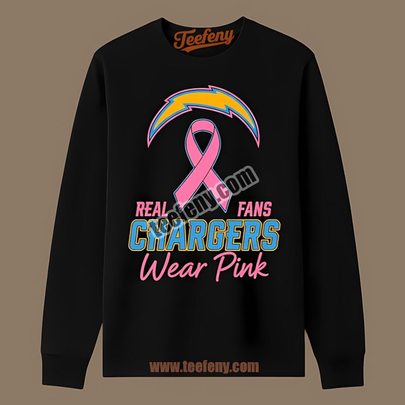 Real Fans Wear Pink Los Angeles Chargers Breast Cancer Trendy Long Sleeve Real Fans Wear Pink Los Angeles Chargers Breast Cancer Trendy Long Sleeve