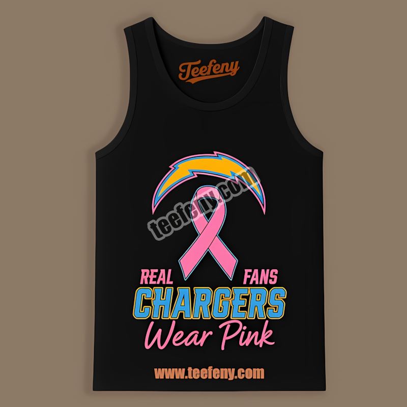 Real Fans Wear Pink Los Angeles Chargers Breast Cancer Trendy Tanktop Real Fans Wear Pink Los Angeles Chargers Breast Cancer Trendy Tanktop