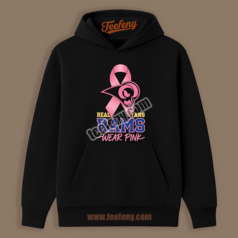 Real Fans Wear Pink Los Angeles Rams Graphic Hoodie Real Fans Wear Pink Los Angeles Rams Graphic Hoodie