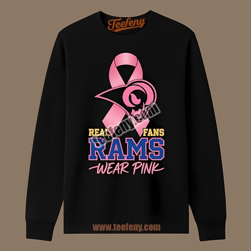 Real Fans Wear Pink Los Angeles Rams Graphic Long Sleeve Real Fans Wear Pink Los Angeles Rams Graphic Long Sleeve