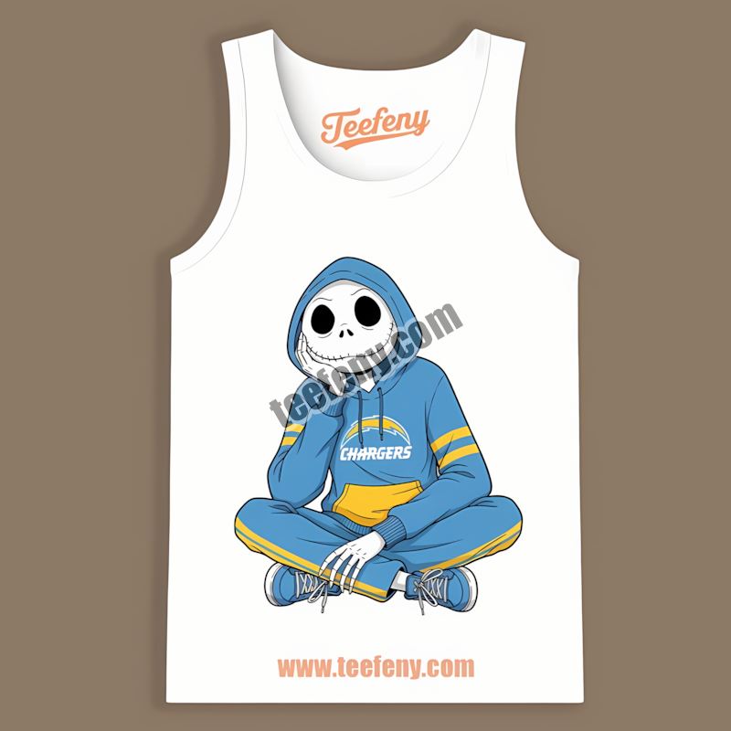 Relaxed Jack Skellington Los Angeles Chargers Hoodie Graphic Tanktop Relaxed Jack Skellington Los Angeles Chargers Hoodie Graphic Tanktop