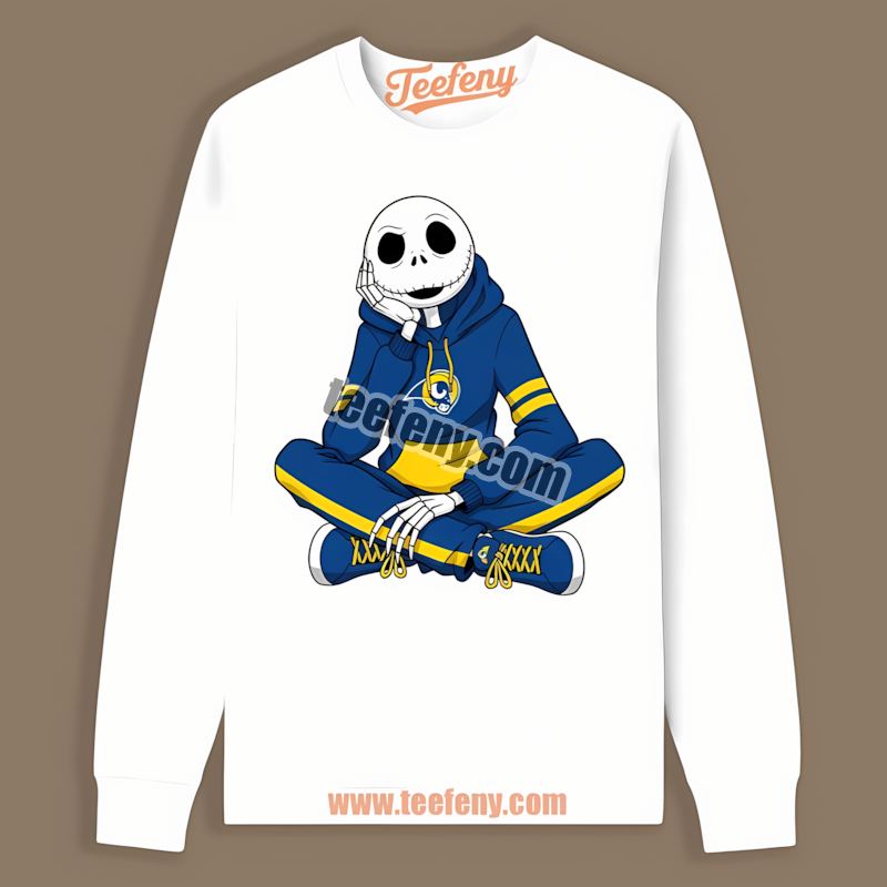 Relaxed Jack Skellington Los Angeles Rams Hoodie Vintage Long Sleeve Relaxed Jack Skellington Los Angeles Rams Hoodie Vintage Long Sleeve