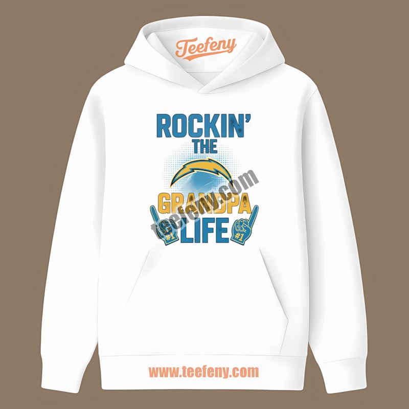 Rockin The Grandpa Life Los Angeles Chargers Family Unisex Hoodie Rockin The Grandpa Life Los Angeles Chargers Family Unisex Hoodie