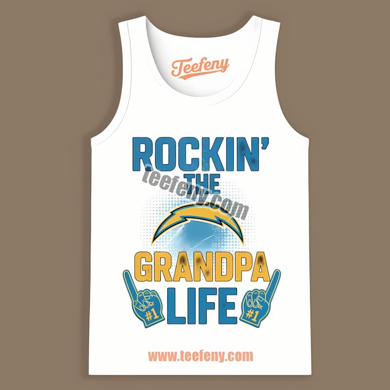 Rockin The Grandpa Life Los Angeles Chargers Family Unisex Tanktop Rockin The Grandpa Life Los Angeles Chargers Family Unisex Tanktop