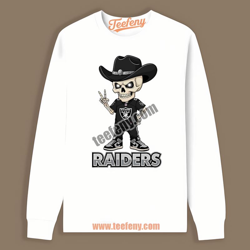 Skeleton Cowboy Las Vegas Raiders Adults Long Sleeve Skeleton Cowboy Las Vegas Raiders Adults Long Sleeve