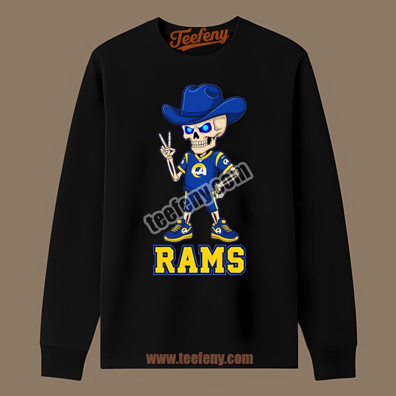 Skeleton Cowboy Retro Los Angeles Rams Fan Long Sleeve Skeleton Cowboy Retro Los Angeles Rams Fan Long Sleeve