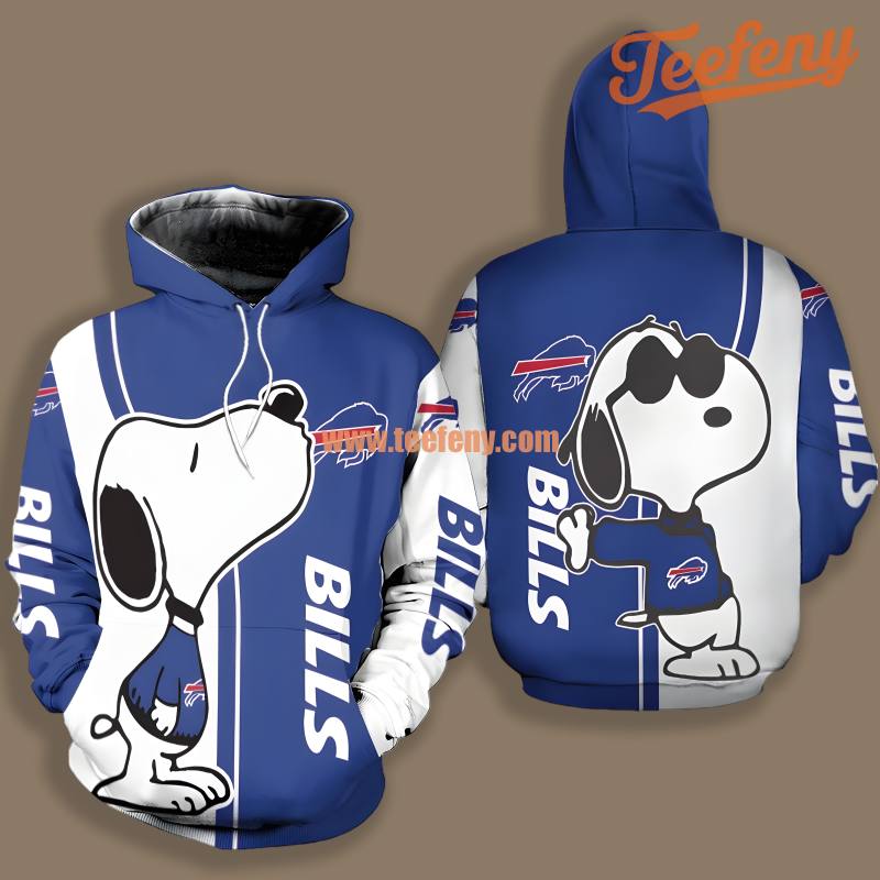 Snoopy Buffalo Bills Blue White 3D Shirt Hoodie Zipper