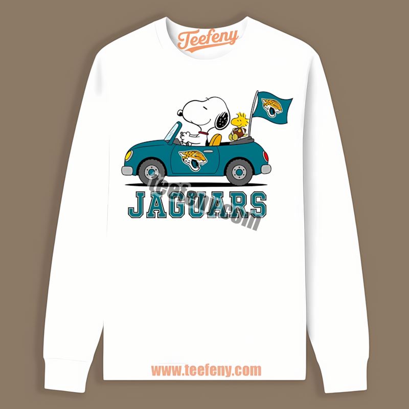 Snoopy Driving Car Jacksonville Jaguars Sports Long Sleeve Snoopy Driving Car Jacksonville Jaguars Sports Long Sleeve