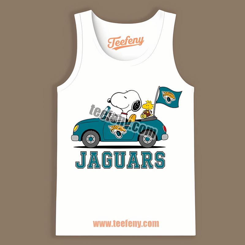 Snoopy Driving Car Jacksonville Jaguars Sports Tanktop Snoopy Driving Car Jacksonville Jaguars Sports Tanktop