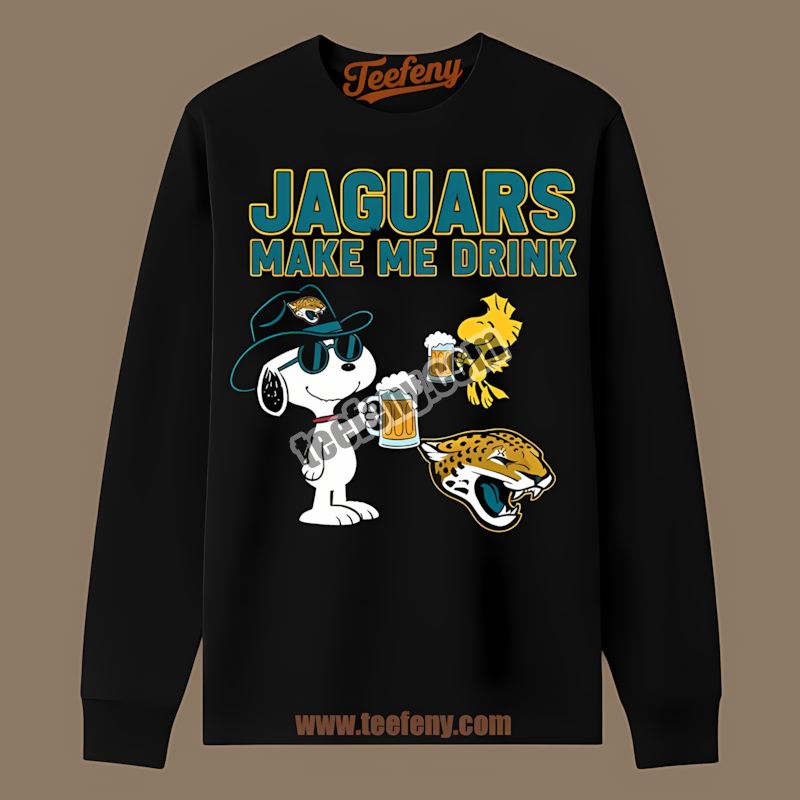Snoopy Make Me Drink Jacksonville Jaguars Color Long Sleeve Snoopy Make Me Drink Jacksonville Jaguars Color Long Sleeve