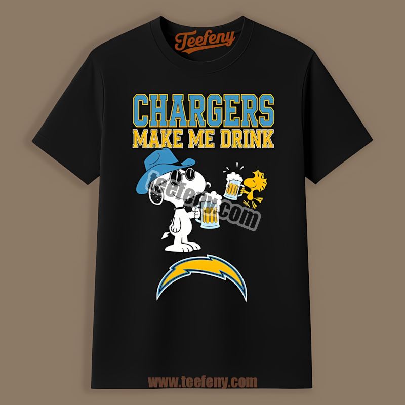 Snoopy Makes Me Drink Los Angeles Chargers Humor Unisex Shirt