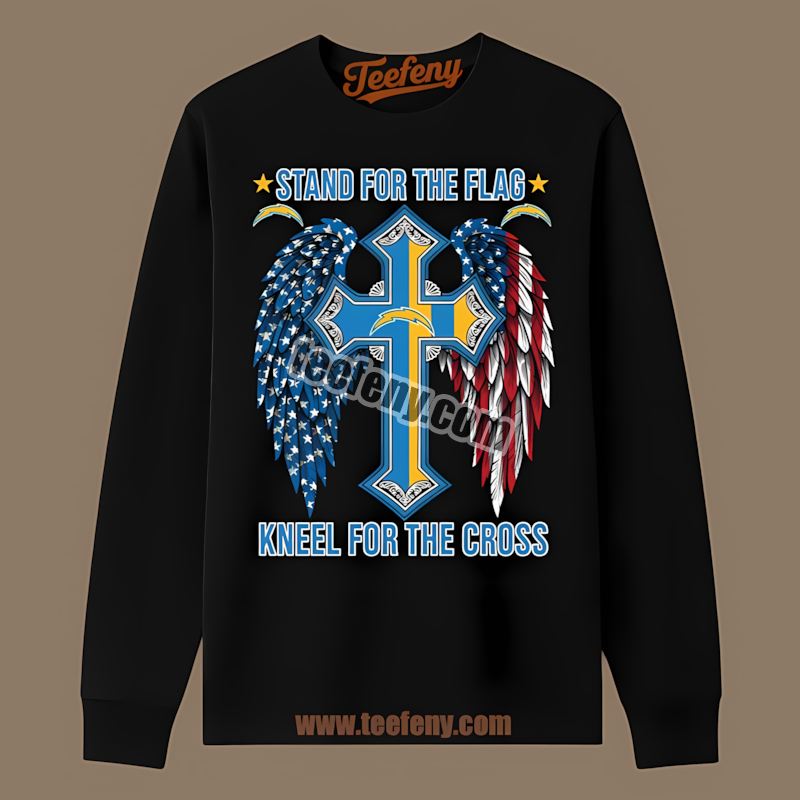 Stand For Flag Los Angeles Chargers Kneel Cross Retro Long Sleeve Stand For Flag Los Angeles Chargers Kneel Cross Retro Long Sleeve