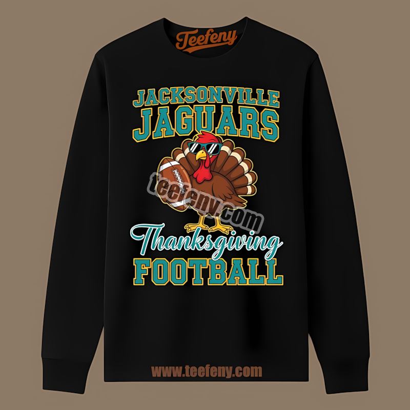 Thanksgiving Football Turkey Jacksonville Jaguars Regular Long Sleeve Thanksgiving Football Turkey Jacksonville Jaguars Regular Long Sleeve