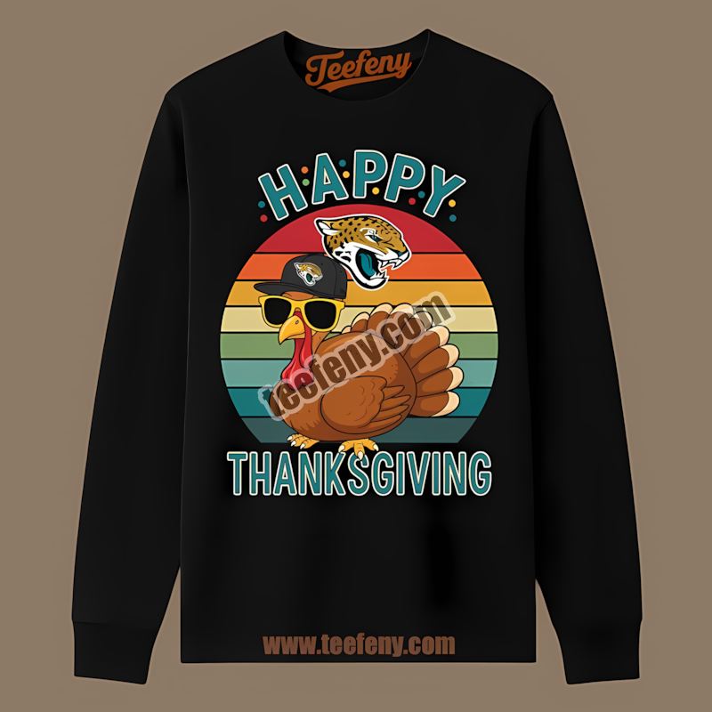Thanksgiving Turkey Jacksonville Jaguars Color Long Sleeve Thanksgiving Turkey Jacksonville Jaguars Color Long Sleeve