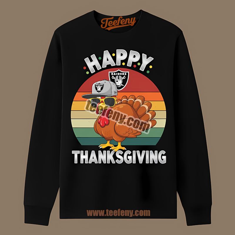 Thanksgiving Turkey Las Vegas Raiders Cotton Long Sleeve Thanksgiving Turkey Las Vegas Raiders Cotton Long Sleeve