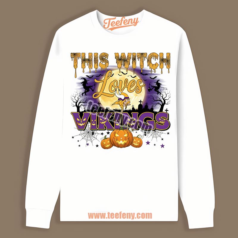 This Witch Loves Minnesota Vikings Halloween Color Long Sleeve This Witch Loves Minnesota Vikings Halloween Color Long Sleeve