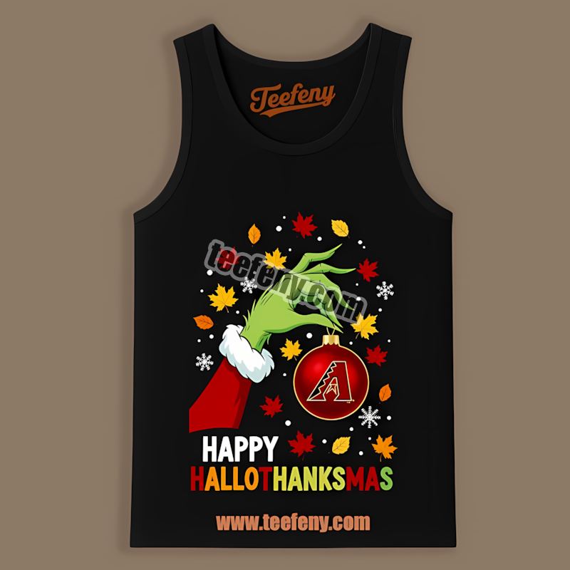 Arizona Diamondbacks Happy Hallothanksmas Adults Tanktop Arizona Diamondbacks Happy Hallothanksmas Adults Tanktop