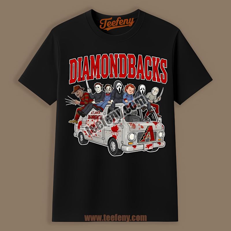 Arizona Diamondbacks Horror Vs Halloween Characters On Bus Vintage Shirt