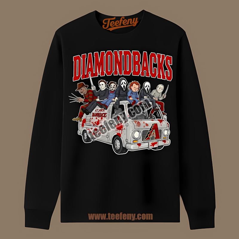 Arizona Diamondbacks Horror Vs Halloween Characters On Bus Vintage Long Sleeve Arizona Diamondbacks Horror Vs Halloween Characters On Bus Vintage Long Sleeve