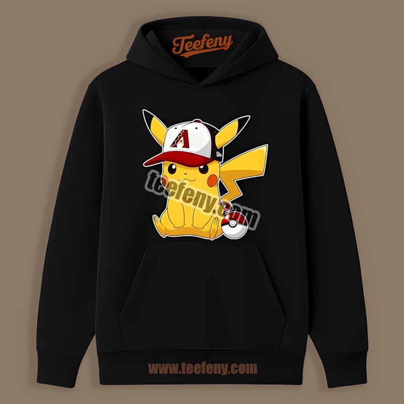 Arizona Diamondbacks Pikachu Wearing Hat Adults Hoodie Arizona Diamondbacks Pikachu Wearing Hat Adults Hoodie