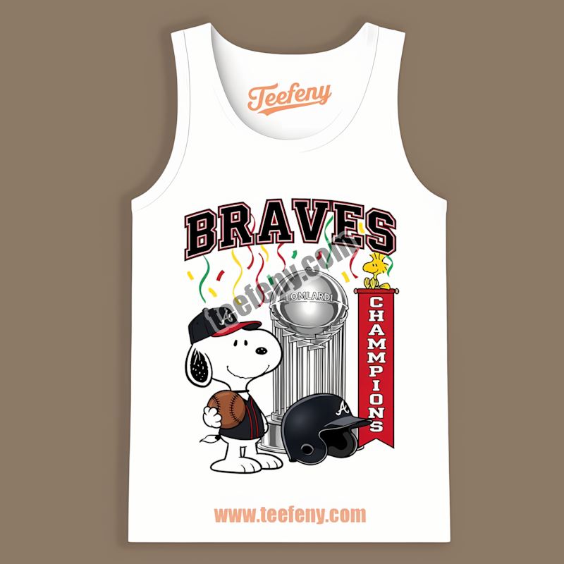 Atlanta Braves Champions Snoopy Celebration Retro Tanktop Atlanta Braves Champions Snoopy Celebration Retro Tanktop