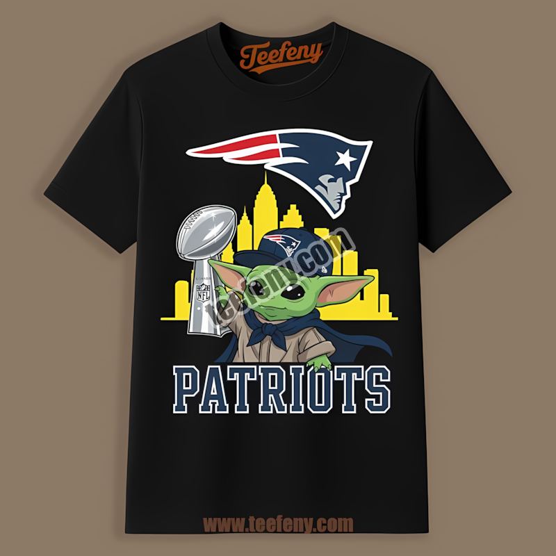 Baby Yoda Holding Super Bowl Cup New England Patriots Graphic Shirt