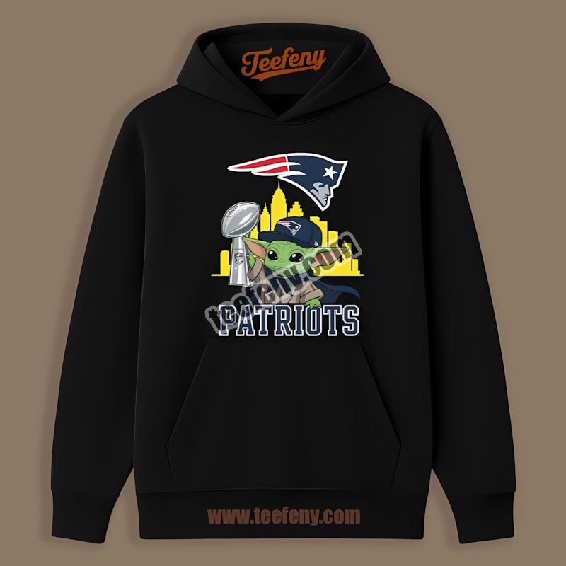 Baby Yoda Holding Super Bowl Cup New England Patriots Graphic Hoodie Baby Yoda Holding Super Bowl Cup New England Patriots Graphic Hoodie