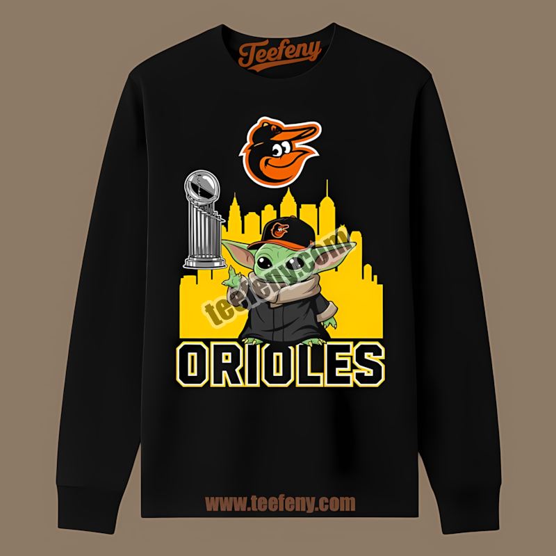 Baby Yoda Holding World Series Trophy Baltimore Orioles Classic Long Sleeve Baby Yoda Holding World Series Trophy Baltimore Orioles Classic Long Sleeve