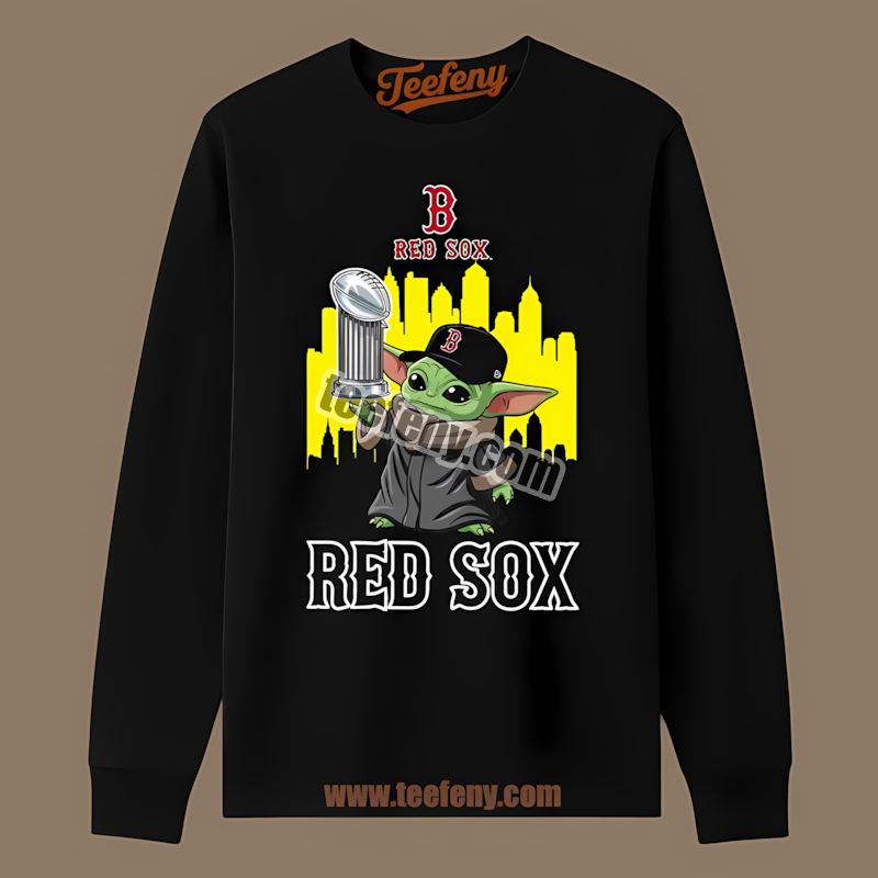 Baby Yoda Holding World Series Trophy Boston Red Sox Cool Long Sleeve Baby Yoda Holding World Series Trophy Boston Red Sox Cool Long Sleeve