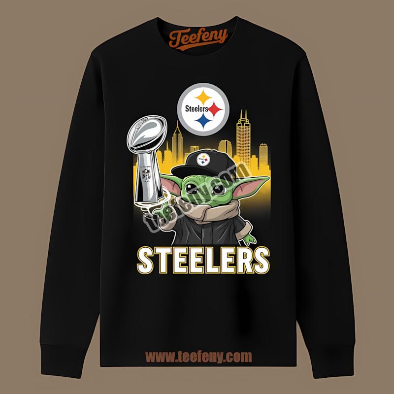 Baby Yoda Holds Super Bowl For Pittsburgh SLong Sleevelers Shirt Baby Yoda Holds Super Bowl For Pittsburgh SLong Sleevelers Shirt