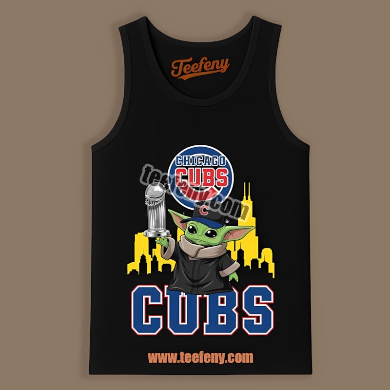 Baby Yoda Holds Trophy Chicago Cubs World Series Unisex Tanktop Baby Yoda Holds Trophy Chicago Cubs World Series Unisex Tanktop