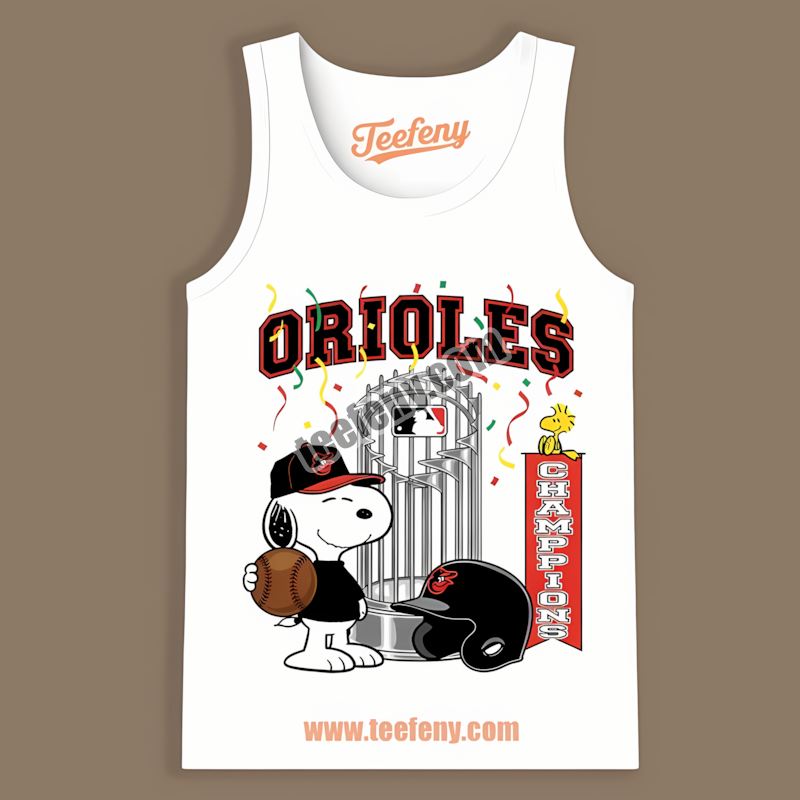 Baltimore Orioles Champions Snoopy Celebration Retro Tanktop Baltimore Orioles Champions Snoopy Celebration Retro Tanktop