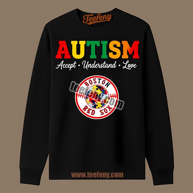 Boston Red Sox Autism Awareness Accept Understand Love Dugout Long Sleeve Boston Red Sox Autism Awareness Accept Understand Love Dugout Long Sleeve