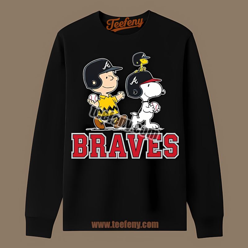 Charlie Brown And Snoopy Atlanta Braves Play Together Long Sleeve Charlie Brown And Snoopy Atlanta Braves Play Together Long Sleeve