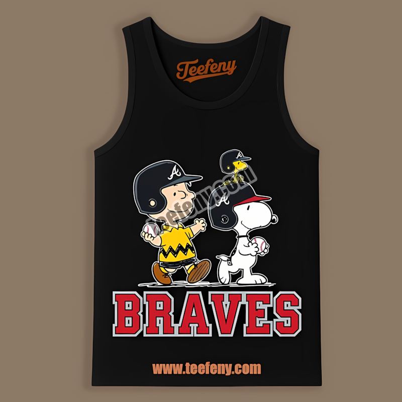 Charlie Brown And Snoopy Atlanta Braves Play Together Tanktop Charlie Brown And Snoopy Atlanta Braves Play Together Tanktop