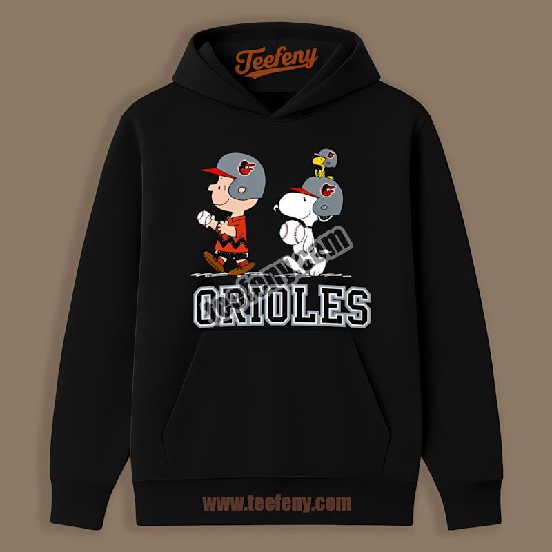 Charlie Brown And Snoopy Baltimore Orioles Play Together Hoodie Charlie Brown And Snoopy Baltimore Orioles Play Together Hoodie