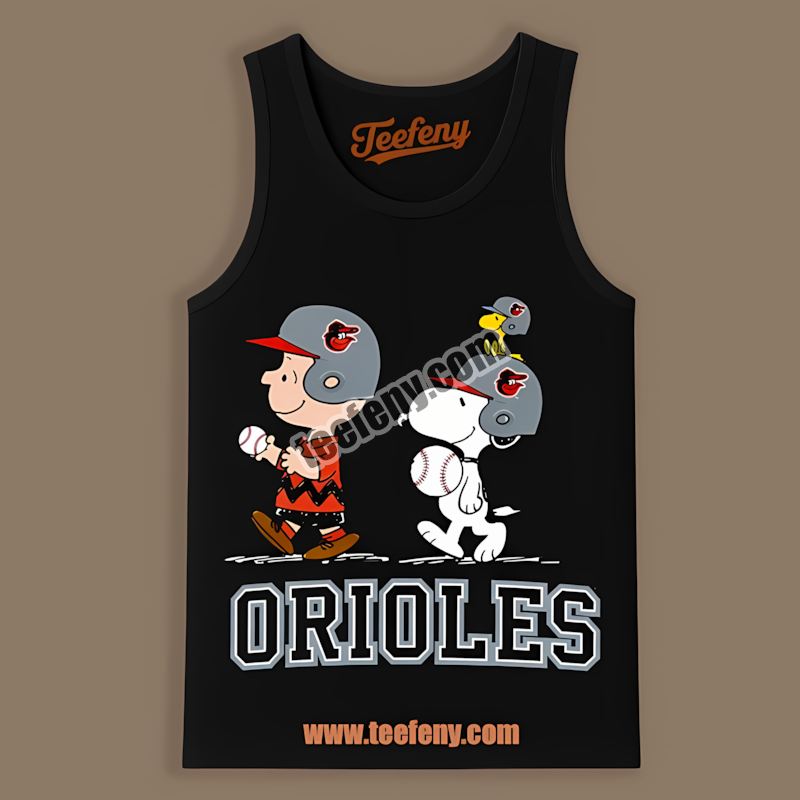 Charlie Brown And Snoopy Baltimore Orioles Play Together Tanktop Charlie Brown And Snoopy Baltimore Orioles Play Together Tanktop