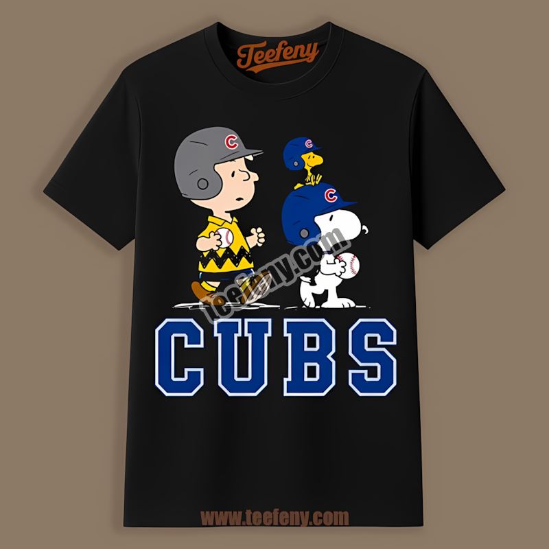 Charlie Brown Snoopy Play Together Chicago Cubs Color Shirt