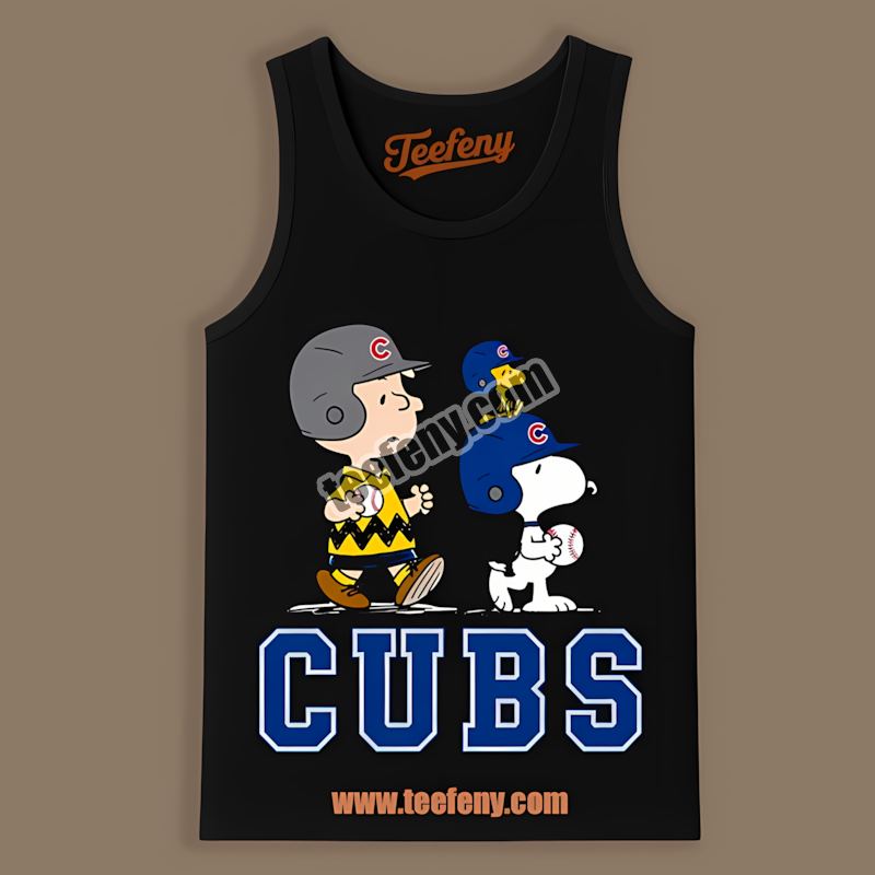 Charlie Brown Snoopy Play Together Chicago Cubs Color Tanktop Charlie Brown Snoopy Play Together Chicago Cubs Color Tanktop