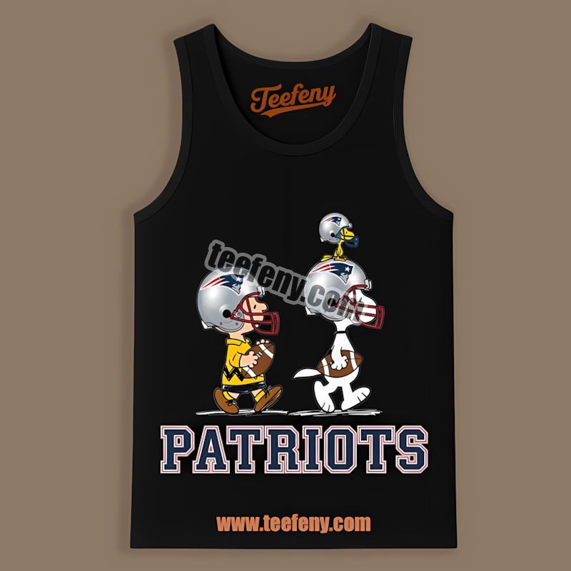 Charlie Brown Snoopy Play Together New England Patriots Cotton Tanktop Charlie Brown Snoopy Play Together New England Patriots Cotton Tanktop