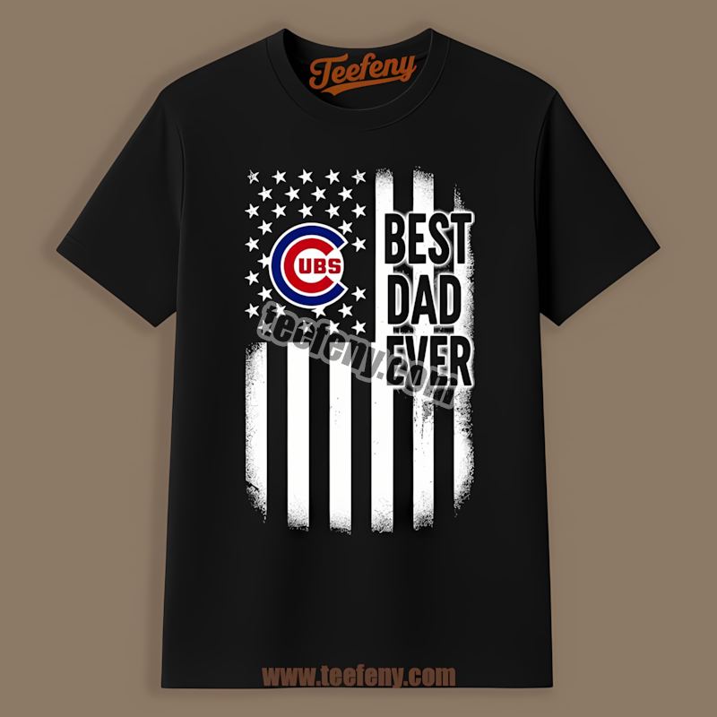 Chicago Cubs Best Dad Ever American Flag Regular Shirt