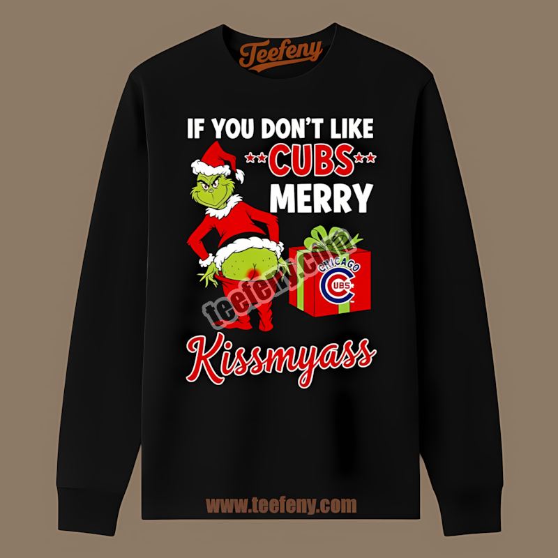 Chicago Cubs Grinch Merry Kissmyass Retro Long Sleeve Chicago Cubs Grinch Merry Kissmyass Retro Long Sleeve