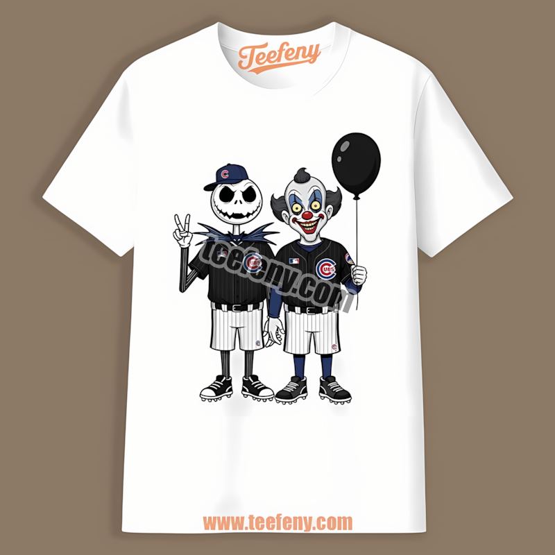 Chicago Cubs Halloween Jack Skellington Pennywise Vintage Shirt