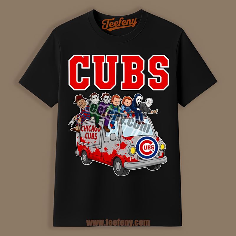 Chicago Cubs Horror Vs Halloween Characters On Bus Regular Shirt