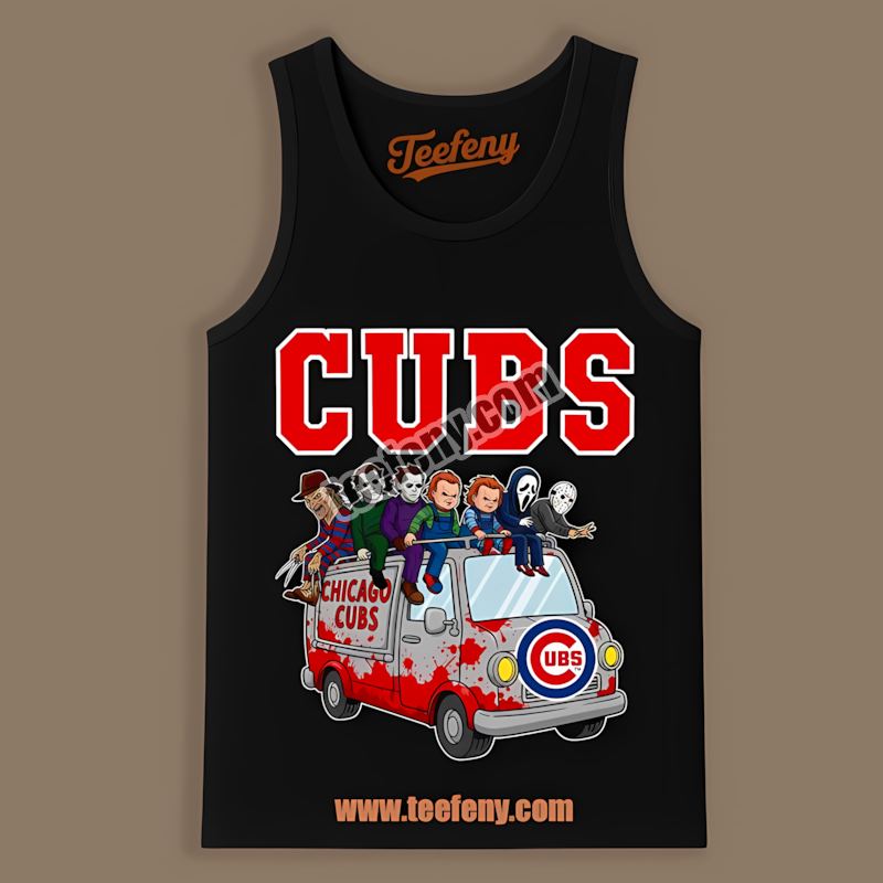 Chicago Cubs Horror Vs Halloween Characters On Bus Regular Tanktop Chicago Cubs Horror Vs Halloween Characters On Bus Regular Tanktop