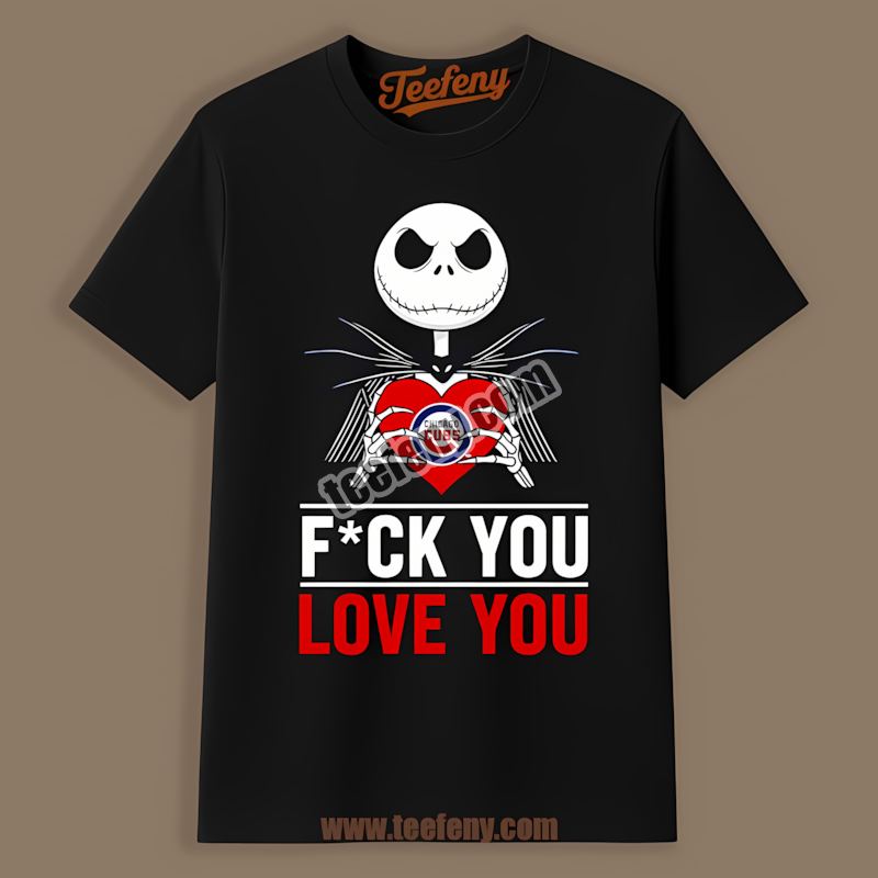 Chicago Cubs Jack Skellington Heart Adults Shirt