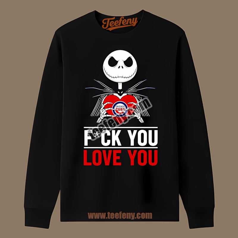 Chicago Cubs Jack Skellington Heart Adults Long Sleeve Chicago Cubs Jack Skellington Heart Adults Long Sleeve